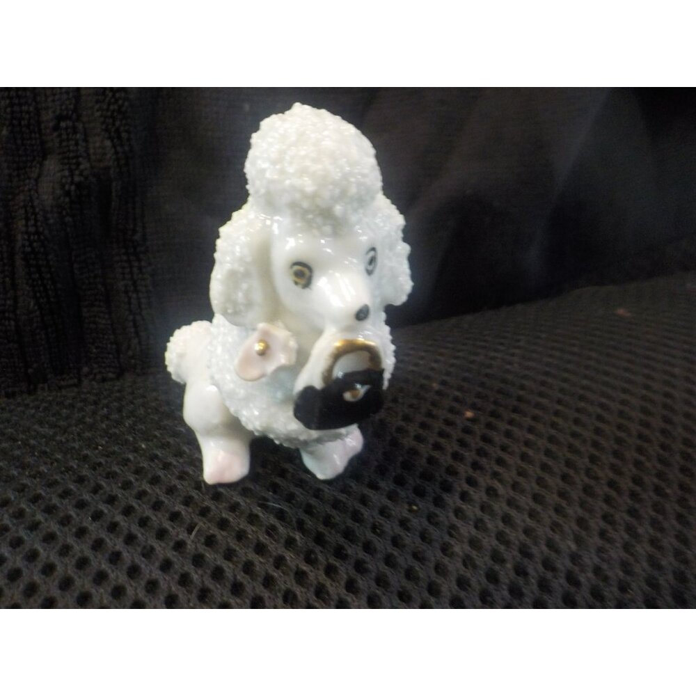 5 Vintage Miniature French Poodle Spaghetti Figurines Japan Sugar Coat Porcelain - Picture 3 of 9